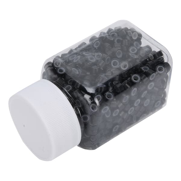 Hår Extensions Ring Løkker Silikoneforede Mikro Perler Links Aluminium Hår Extension Værktøj1# Sort