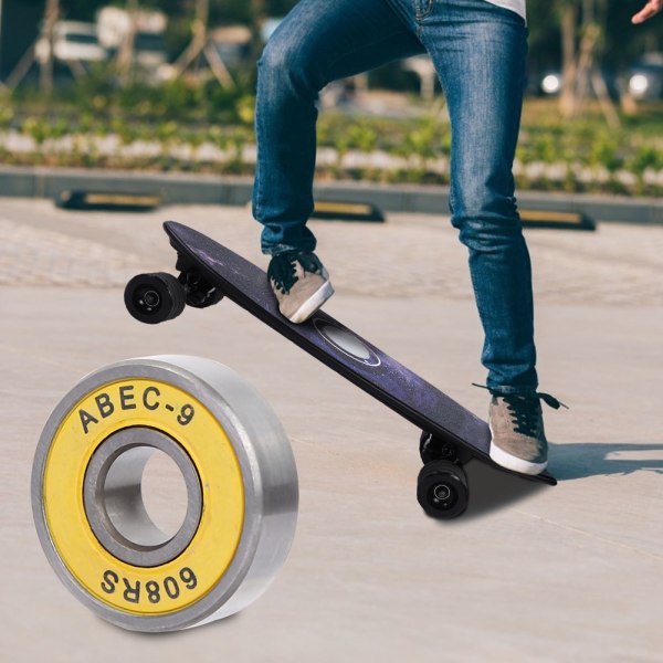 8 stk skateboard scooter 608 kuglelejer miniature skate rullekuglelejer sæt (gul 9)