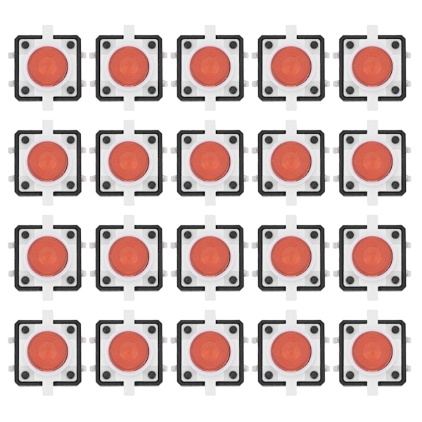 20 st 12x12x7,3 mm Taktil Tryckknappsbrytare LED Momentan Taktil Tryckknappsbrytare Röd
