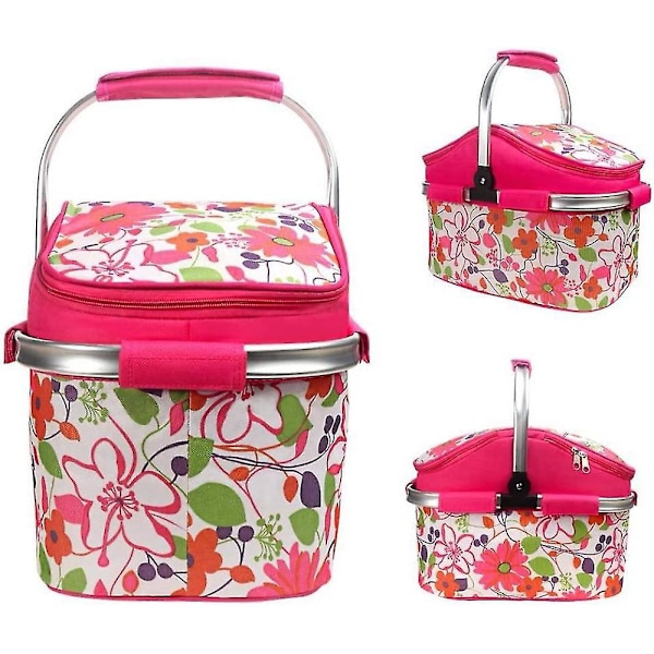 20l Isoleret Sammenklappelig Picnic Køletaske Tote Frokosttaske Til Camping Vandreture Strand Grillaftener Udendørs Picnic (pink)