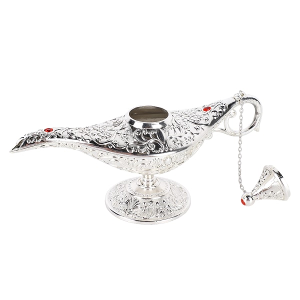 Arabisk lampa Vintage metall bordsprydnad önskelampa dekoration för vardagsrum fest kontor Silver