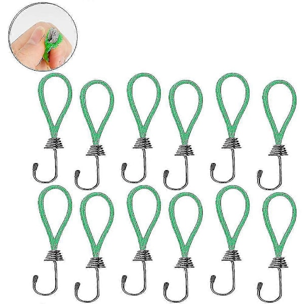 20 st Elastisk snodd med krok, elastisk gummistropp för presenningar, tält, trådhyllor, grön ZD HU
