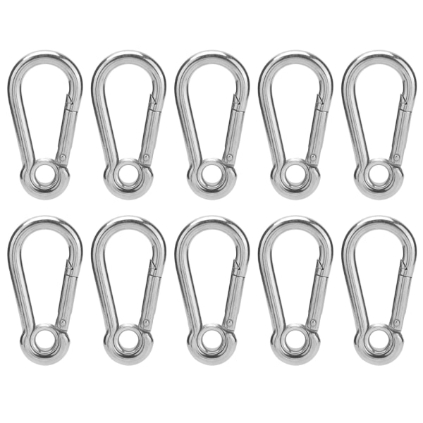 10 stk trykkkrok rustfritt stål sikkerhetstau Fjær karabiner hengende spenne tilbehørM8(8mm)