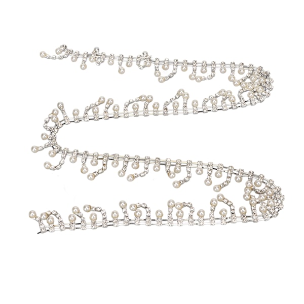1 Yard Pearl Tofs Rhinestone Trim Utsökt fashionabla Pearl Rhinestone fransar för smycken Kläder Silver