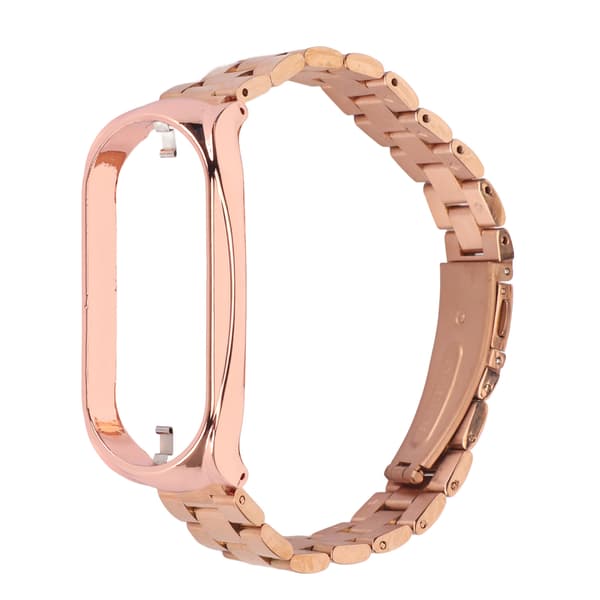 Smartklokke-armbånd i rustfritt stål, solid justerbart beskyttende erstatningsarmbånd for Mi 7 NFC Rosegull