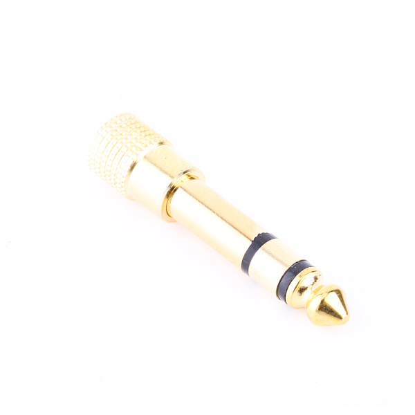 3,5 mm hunn til 6,5 mm hann stereohodetelefon Audio Plug Jack Adapter Gull
