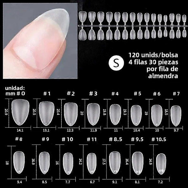 120 st XXS Lösnaglar Transparent Matrix Gel Mjuk Full Täckning Mjuk Förlängning Mini För Manikyr Falskt Hårverktyg A 09