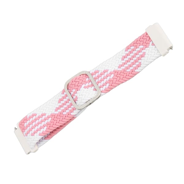 22 mm klockarmband elastiskt flätat nylon justerbart handledsband för Huawei Watch 3 Rosa Vit