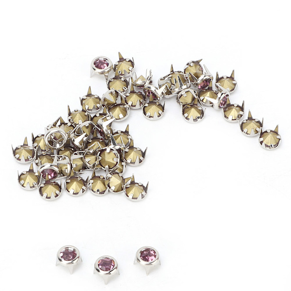 50 STK 7 mm DIY Silver Rhinestones av klasse krystall for håndverk og dekorasjon (rosa)