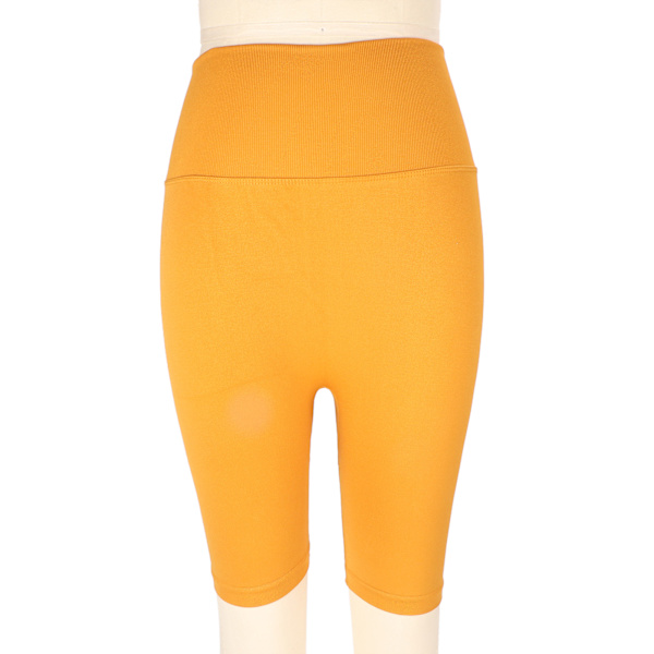 Kvinnors rumplyftande yogashorts med magkontroll, slim fit, hög midja, snabbtorkande, andningsbara träningsshorts, orange, M