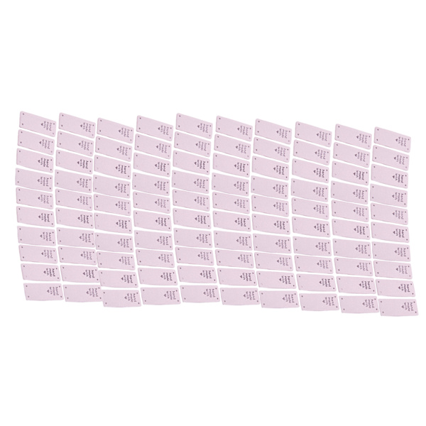 100 stk håndlagde etiketter i mikrofiber, slitesterke, med tydelig trykk, glatte og praktiske symerker01