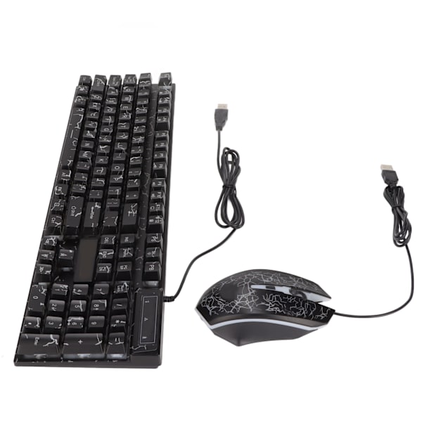 USB Tangentbord Mus Combo Bra motståndskraft Spricka Färgglad bakgrundsbelysning 104 nycklar Tydliga tecken Gaming Tangentbord Mus Combo