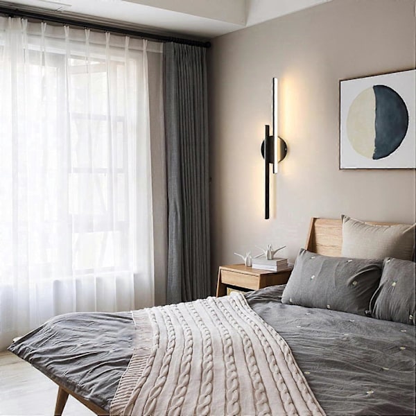 Vägglampa för inomhusbruk, Modern Svart Vägglampa, Varmvitt ljus, Akryl Vägglampor för Sovrum, Vardagsrum, Hotell, Trappa, Hall