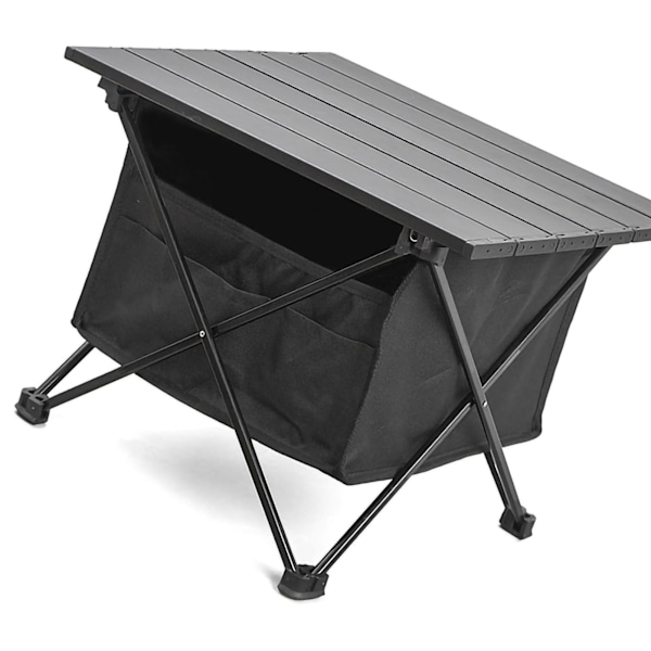 Udendørs Camping Bærbar Sammenklappelig Bord Aluminiumlegering Camping BBQ Gadeboder Sidebord Sort S med Opbevaringspose