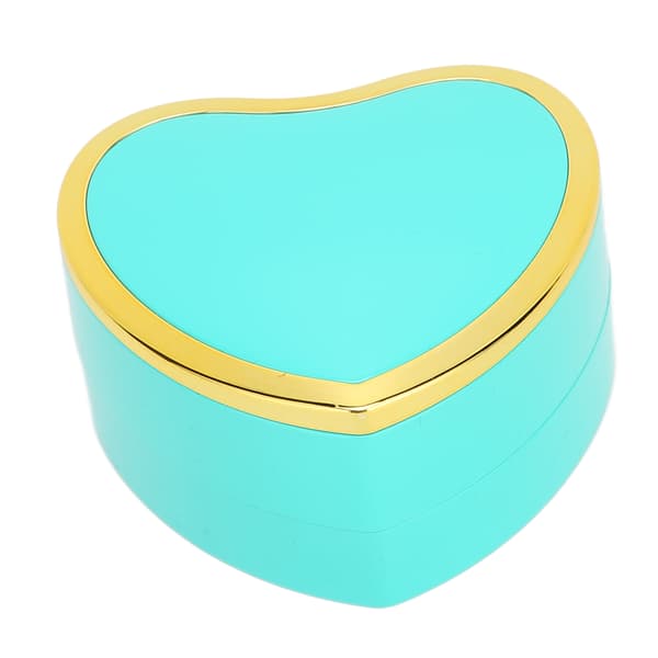 Hjärtformad ringask Elegant snygg smyckesdisplay presentask med LED-ljus för förlovning bröllop Cyan