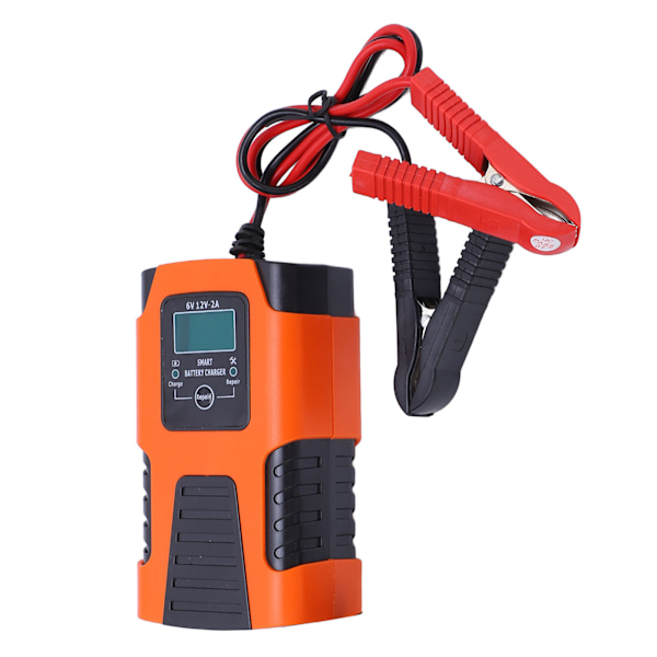 Smart Batterilader Automatisk 3-trins Selvbskyttelseslader med LCD-skærm AC100‑240V EU-stik