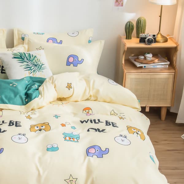 Hudvänligt påslakan förtjockad polyester mjukt borstat påslakan sängkläder för studentrum sovrum djur 180x220cm