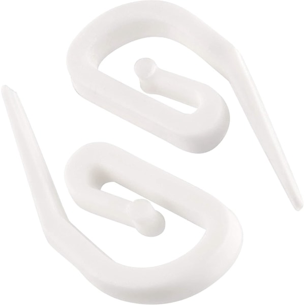 Pakke med 100 hvide plastik gardinkroge - 28 x 12 mm - til gardiner, vinduer og gardiner