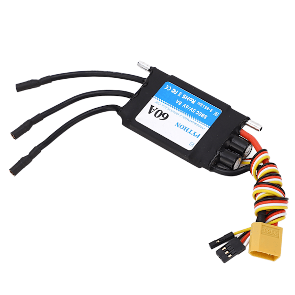 RC elektrisk hastighedsregulator 60A vandtæt ESC til RC båd RC skibsmodel 5V 6V 8A sort