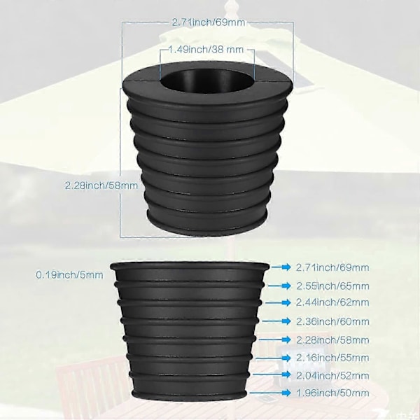 Paraply Kegle Base Holder, til Terrassebord Hul Åbning og Stabilitet eller Base Holder til Paraply, Paraplyfod, 1.5\" Parasol_SZXM