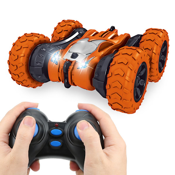 2-i-1 Dubbelsidig 2,4G Fjärrkontroll Stuntbil Modell 360 Grader Rull RC Bil Leksak Orange
