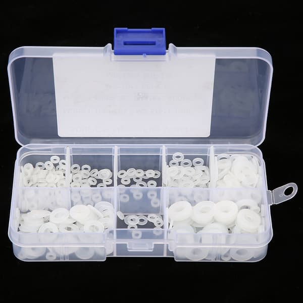 500 st M2-M6 Nylon Platt Bricka Packning Vanliga Brickor Sortimentskit med Låda (Vit)
