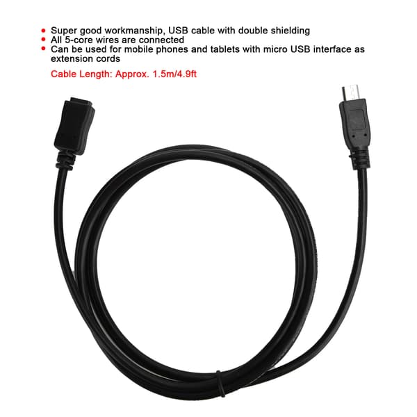 Micro USB 2.0 Han til Micro USB Hun Forlængerkabel Ledning til Telefon/Tablet