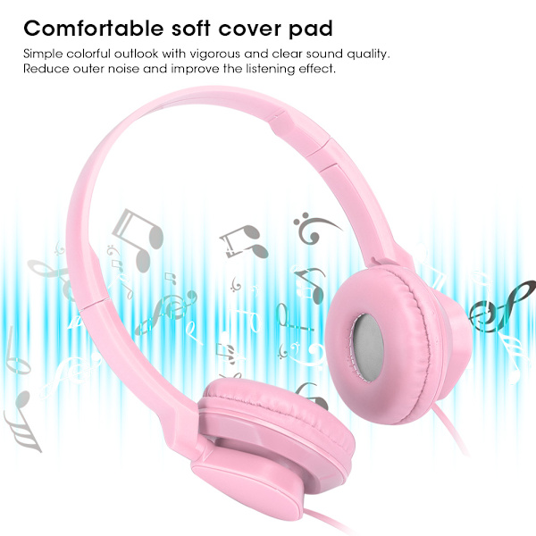 Trådbundna hörlurar Over Ear Headset Stereo Sound Hörlurar med Mic Game FM Music Earpiece Pink