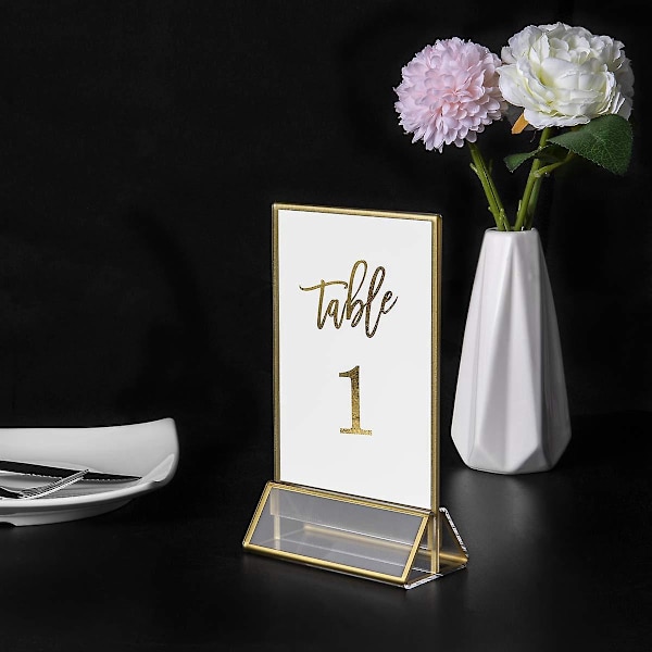 Akryyli Kultakehys Pöytä Menu Näyttö 4x6 Kaksisivuinen Hääpöytä Numeronpidin 1 Pakkaus