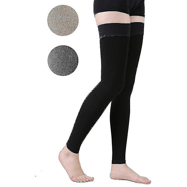 Fodløse kompressionsstrømper til lår, 20-30 mmHg 3XL sort