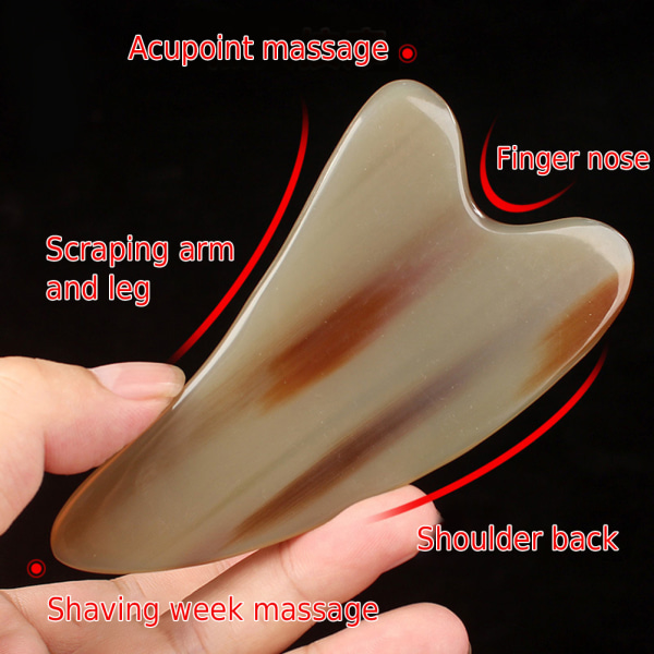 2 stk Gua Sha Plate Buffalo Horn Guasha Board Massasje Skrapeverktøy Skrape for kroppsansikt