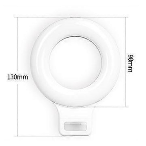 Clip-on Ring Light, Genopladelig 60 LED Selfie Ring Light til Telefon, Laptop, Tablet (3 Modeller, 5 Lysstyrkeniveauer)
