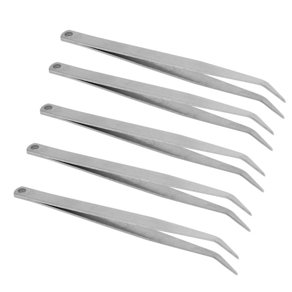 5 stk buede sytweezer i rustfritt stål med fin spiss, glatte overflater, lette symaskintilbehør