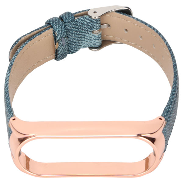 Denim mønster klokkebånd Retro håndleddsstropper erstatning for Xiaomi Mi Band 6 NFC spenne stilBlå denim gullskall