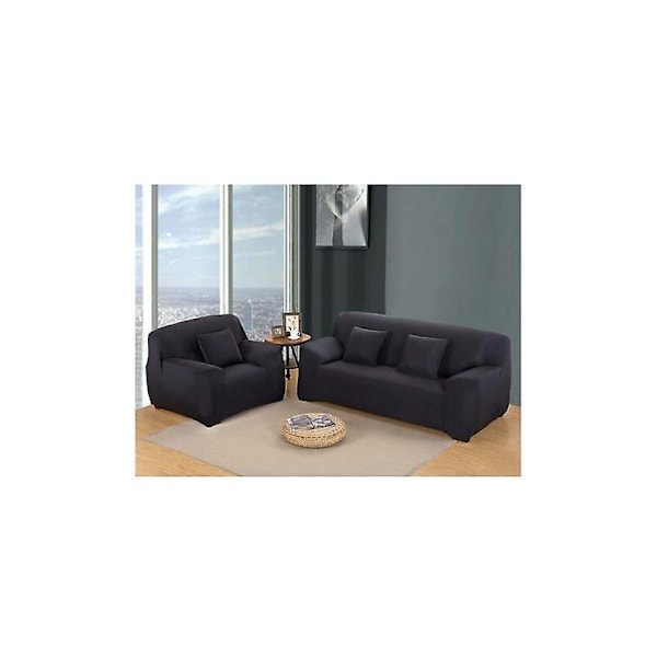 2-sits Stretch Sofföverdrag med Armstöd, Sofföverdrag (Svart, 2-sits) 680g