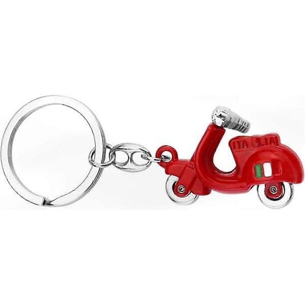 Kunstnerisk rød scooter nøglering med holdbar metalkonstruktion og indviklet design til gavegivning