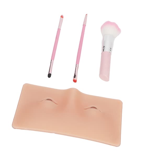 Øjenmakeup øvelsesplade forhindrer glidning Blød silikone makeup mannequin ansigtsplade med børster