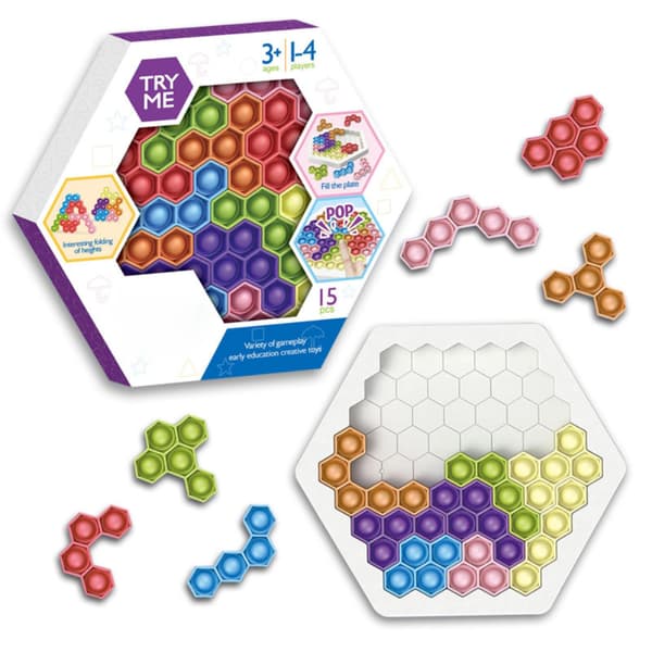 Hexagon Push Bubble Sensorisk Legetøj Autisme Særlige Behov Stressaflastende Silikone Dekompression Legetøj Vaskbart Byggeklods Puslespil til Børn