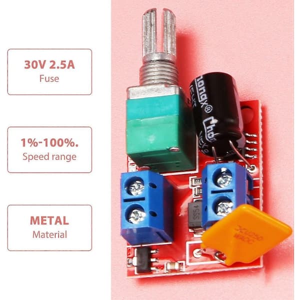 Mini PWM hastighetskontroller for 3/6/12/24/35V DC-motorer, 90W, 5A, for LED-er