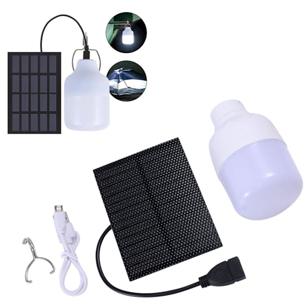 Monokrystallinsk Silisium Solcellepanel LED Sol USB Oppladbar Lyssett for Innendørs og Utendørs Fotturer Camping Fiske