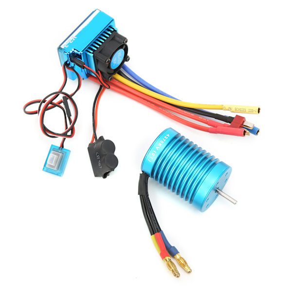 F540 4370KV 4P borstlös motoruppsättning med vattentät borstlös 60A ESC för 1/10 RC-bil blå