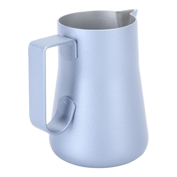 Melkeskummer i rustfritt stål, melkeskummerkanne, blandekopp, gryte for kaffedrikker, 350 ml, blå