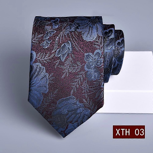 Herrslipsar Siden Slips Bröstnäsduk Set Bröllop Business Modell XTH03