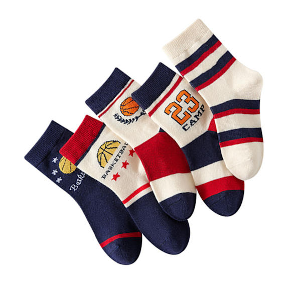5 par pojkar basketstrumpor barn sport stil basketbrev lös mjuk andningsbar alla match mid calf strumpor M 3-5 år gammal