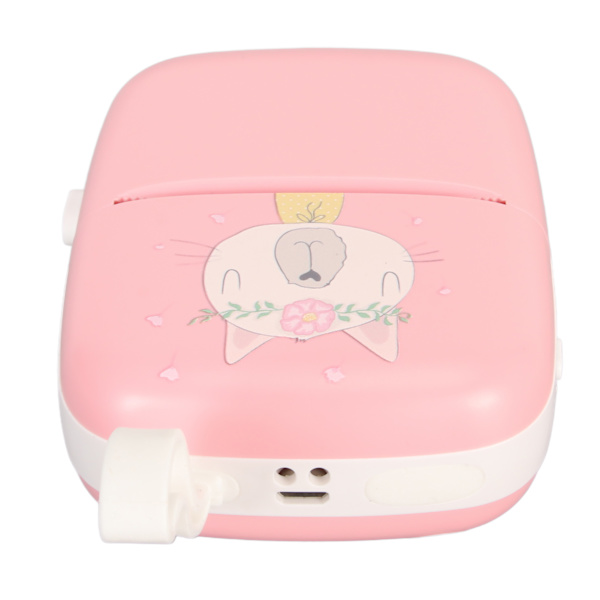 Lommeter termisk printer med 3 ruller papir, notes label maker, mini fotoprinter, indbygget batteri, pink
