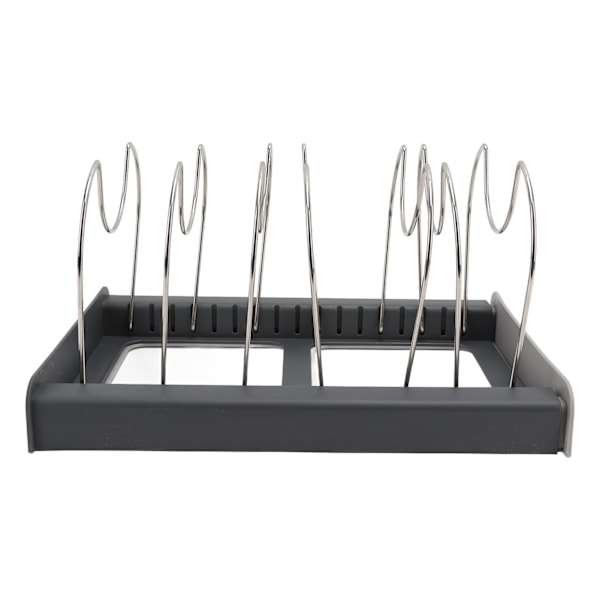 Utvidbar gryte- og panneorganiseringsstativ Kjøkkenskap Pantry Bakeware Holder Hyller Lokk med 7 skillevegger