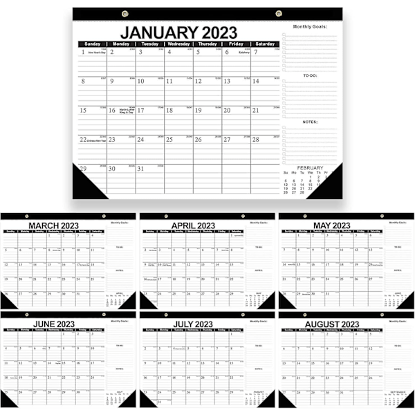 2023-2024 Skrivebords Kalender, 18 Måneder Skrivebords Kalender/Vægkalender Combo, 17\" x 12\", Januar 2023-Juni 2024, Fremhæv Helligdage, Planlægningskalender, Tyk P