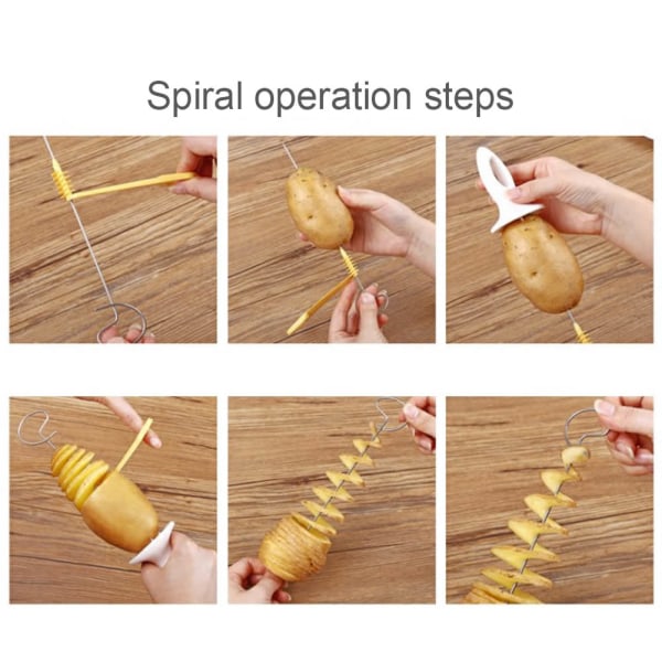 Manuell roter potetskjærer i rustfritt stål og plast vridd potetrivkutter Spiral DIY Potetrivverktøy