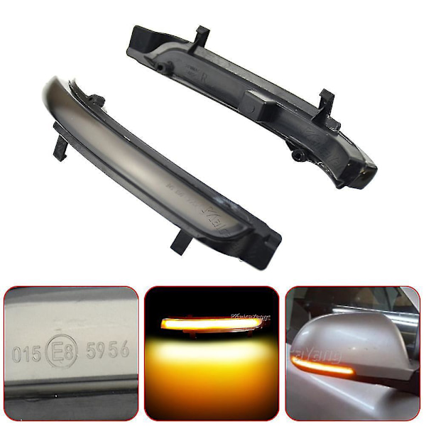 Dynamisk LED-blinkers med sekventiell indikator och spegelbelysning för Skoda Octavia 2009-2013 Superb 2008-2014 (2 stycken) Dynamisk grå