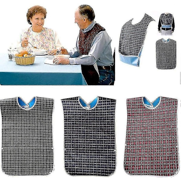 Tvättbar Haklapp för Vuxna - 3-pack Vuxen Haklappar med Smulskydd